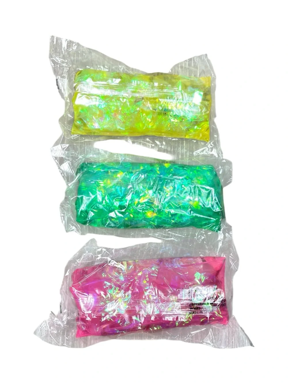 Iridescent Pink, Green, Yellow Squishies